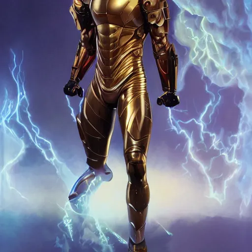 Image similar to character concept, full body, symmetrical head - on centralized, young man with advanced iron suit, mask off. detailed, high quality, dynamic lightning, fantasy, scenematic. artwork by artgerm, wlop, alex ross, greg rutknowski, alphonse mucha