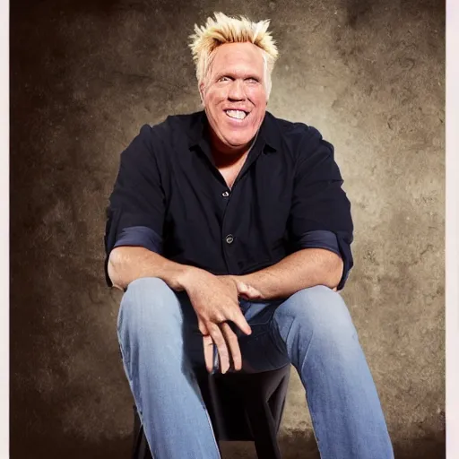 Image similar to studio portrait of gary busey merged with a giant foot