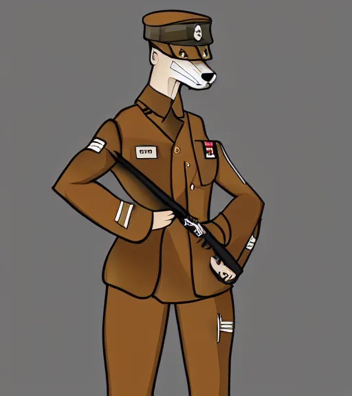 Image similar to expressive stylized master furry artist digital line art painting full body portrait character study of the anthro male anthropomorphic german shepard fursona animal person officer wearing clothes military general uniform