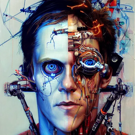 Prompt: zach greinke as a cyberpunk hacker, wires cybernetic implants, in the style of adrian ghenie, esao andrews, jenny saville, surrealism, dark art by james jean, takato yamamoto