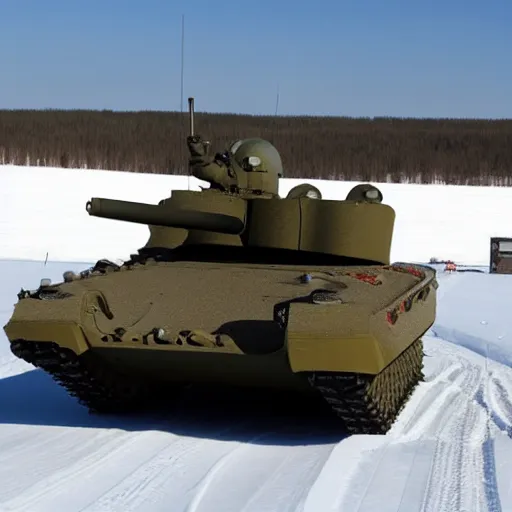 Image similar to photo of Challenger 2 tank in arctic camouflage