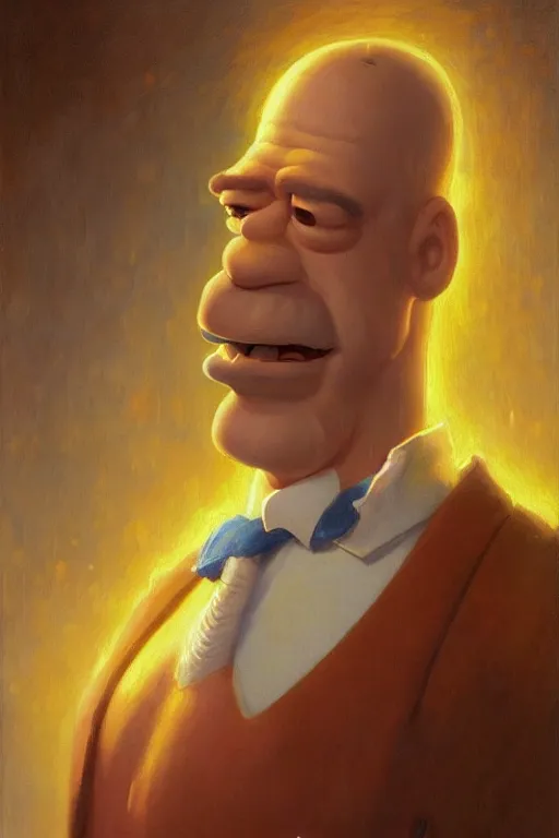 Prompt: a portrait of homer simpson, by gaston bussiere, by mandy jurgens and bayard wu and greg rutkowski, cinematic lightning
