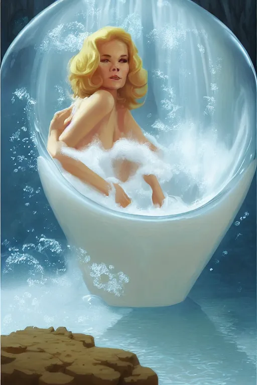 Prompt: tuesday weld in a bubble bath, by andreas rocha