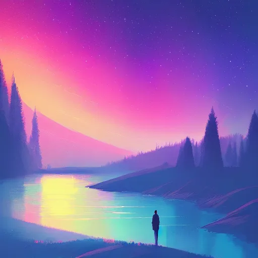 Image similar to aurora lights, Alena Aenami, Artstation