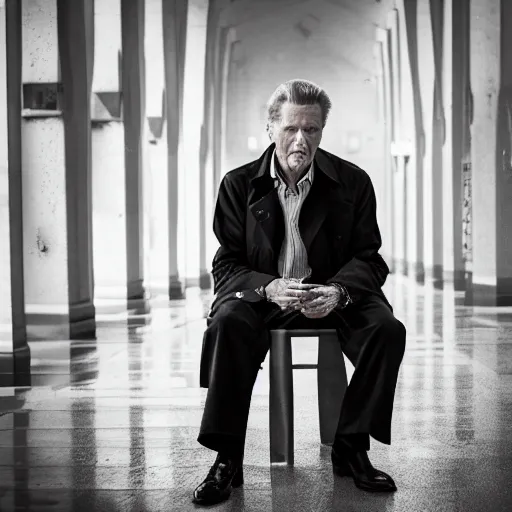 Image similar to robert stack wearing a trench coat unsolved mysteries spilled a drink in his lap, ( sony a 7 r iv, symmetric balance, polarizing filter, photolab, lightroom, 4 k, dolby vision, photography awardm, voque, perfect face )