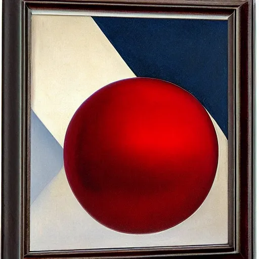 Prompt: chrome spheres on a red cube by ingres