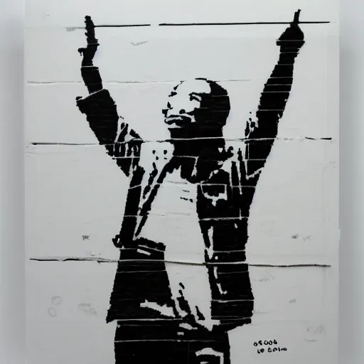 Image similar to individual john von neumann silk screen banksy style