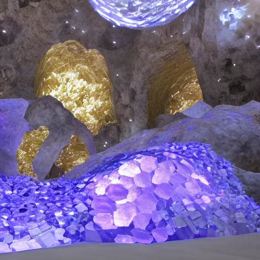 Image similar to open geode with crystals that reflects a multiverse, photorealism, unreal engine