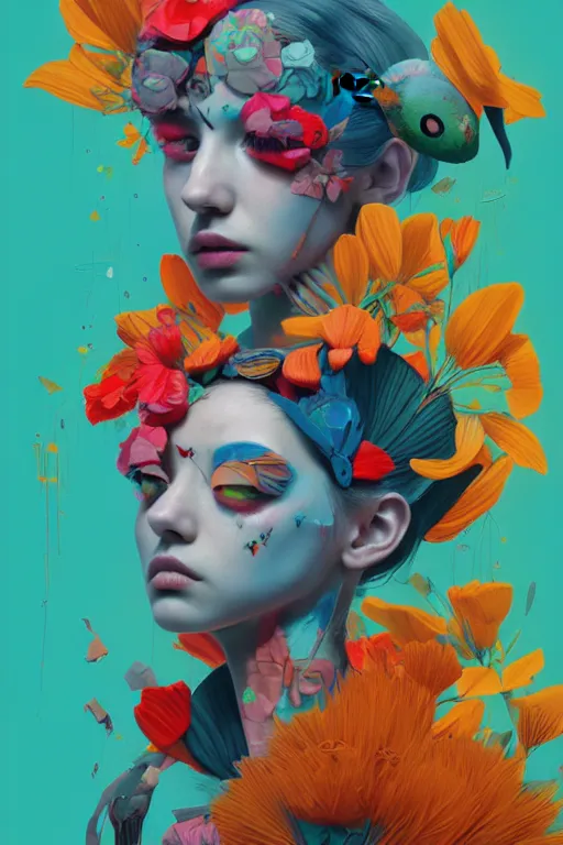 Prompt: mixed media, a brutalist designed, vivid colours, cryptic, plant, lovely girl, hummingbird, mystical, pop surrealism by james jean, roby dwi antono, ross tran, steven kenny, paul neberra, ashley wood, atmospheric, trending on artstation. unreal engine, 8 k masterpiece