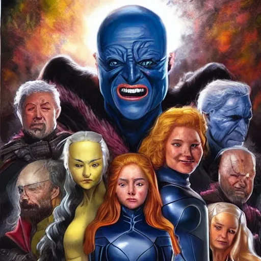 Prompt: if the X-Men were on Game of Thrones, photorealistic oil painting