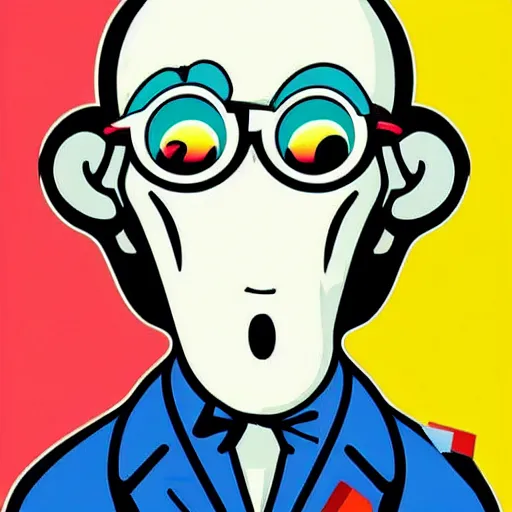 Image similar to handsome squidward portrait, polish poster style, pop art, male, male portrait, vivid colors