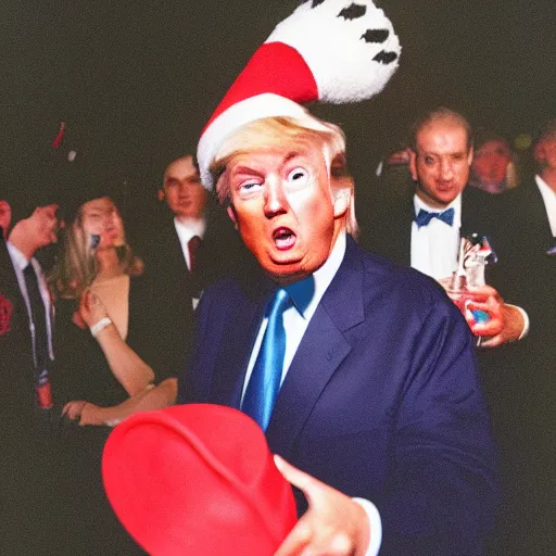 Prompt: photo of donald trump wearing a wizards hat, cinestill 800t 35mm full-HD