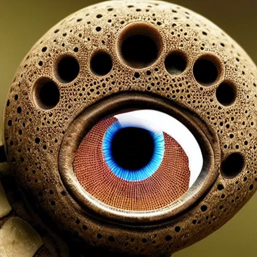 Prompt: trypophobia with eyes in the holes