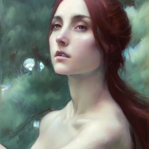 Image similar to a painting in the style of charlie bowater, and in the style of donato giancola, and in the style of john william waterhouse. smooth, sharp focus, semi - realism.