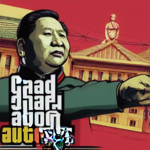 Image similar to mao zedong in gta v, cover art by stephen bliss, boxart, loadscreen