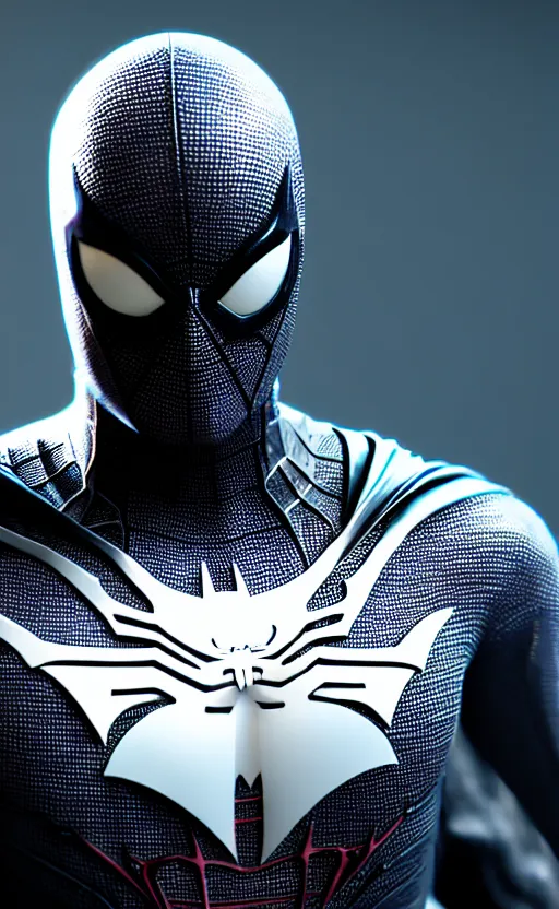 Image similar to spider man as batman dreamlike with jewelry, character art, hyperdetailed, 8 k realistic, frostbite 3 engine, cryengine, dof, trending on artstation, digital art