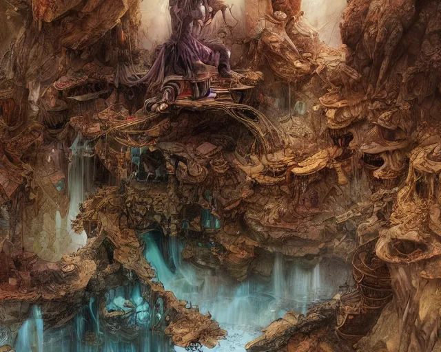 Prompt: An endless well of creation by M. W. Kaluta, detailed, matte painting, digital art, trending on Artstation