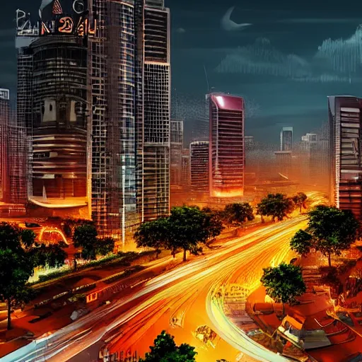 Image similar to Saigon Cityscape. Digital art. Trending on Artstation. 8k resolution.