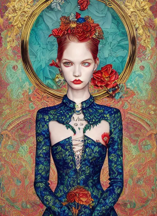 Image similar to fashion portrait :: by Martine Johanna and Chie Yoshii and Kenneth Willardt and Casey Weldon :: ornate, dynamic, particulate, rich colors, intricate, harper's bazaar, elegant, highly detailed, centered, artstation, smooth, sharp focus, octane render, 3d