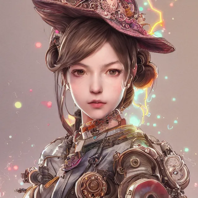 Image similar to the portrait of true neutral semi - colorful female mechanist engineer as absurdly beautiful, gorgeous, elegant, young girl, an ultrafine hyperdetailed illustration by kim jung gi, irakli nadar, intricate linework, bright colors, octopath traveler, final fantasy, unreal engine 5 highly rendered, global illumination, radiant light, detailed and intricate environment