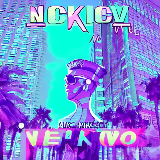 Prompt: vaporwave album cover for nick neo