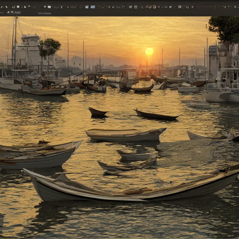 Prompt: a picture of a rising tide lifts all boats. visual art, 8 k resolution, 3 d modelling, accent lighting, art nouveau
