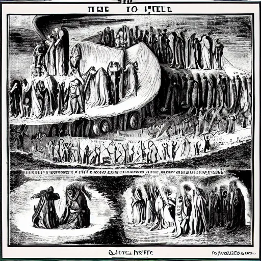 Prompt: The nine circles of hell described by Dante Alighieri