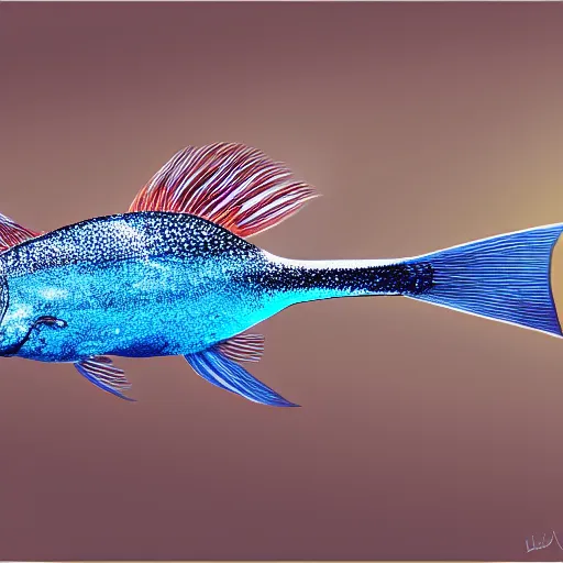 Image similar to A fish with fake eyelashes above the eyes, digital art, photorealistic