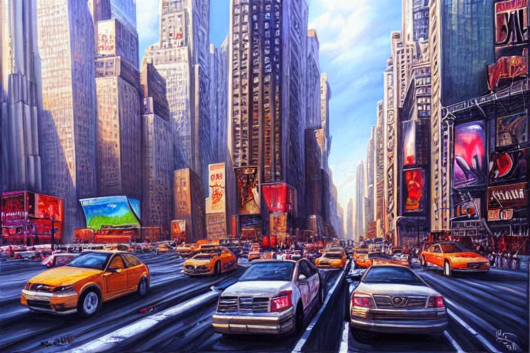 Image similar to painting of new york city, fine details, magali villeneuve, artgerm, rutkowski