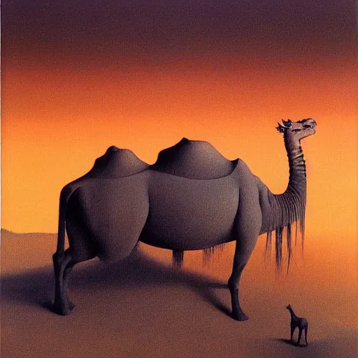 Prompt: 🐫 by zdzisław beksiński