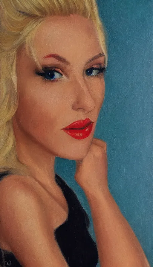 Image similar to portrait of a blonde femme fatale by Glen Orbik, 8K