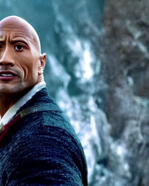 Image similar to film still close up shot of dwayne johnson in the movie harry potter and the philosopher's stone. photographic, photography