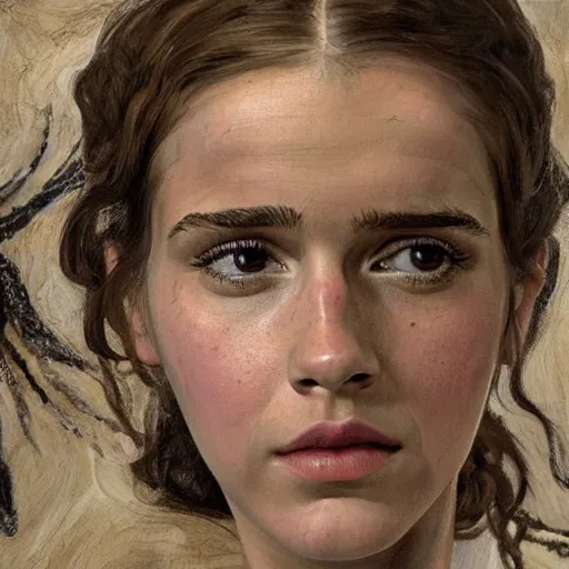 Image similar to high quality high detail painting by lucian freud, hd, emma watson in game of thrones