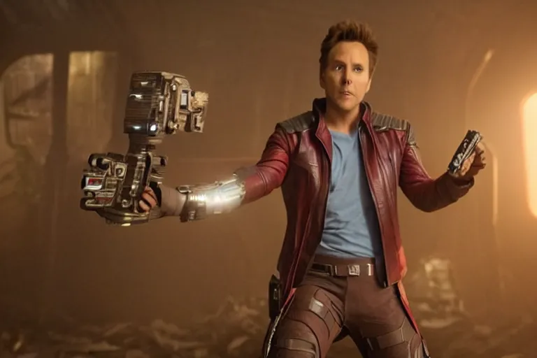 Prompt: james gunn as star - lord from guardians of the galaxy ( 2 0 1 4 ), cinematography