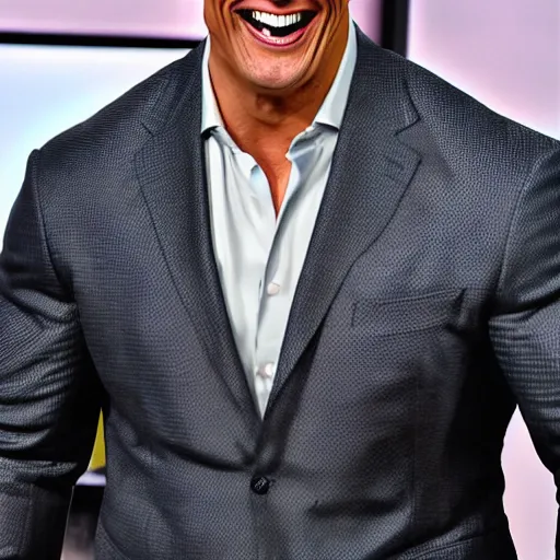 Prompt: Dwayne the rock Johnson laughing