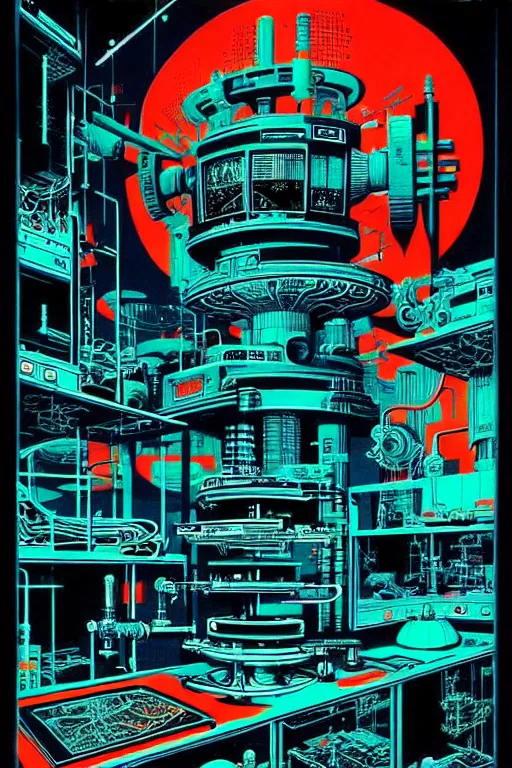 Image similar to mad - scientist laboratory, high details, intricately detailed, by vincent di fate, inking, 3 color screen print, masterpiece, trending on artstation,, sharp, details, hyper - detailed, hd, 4 k, 8 k