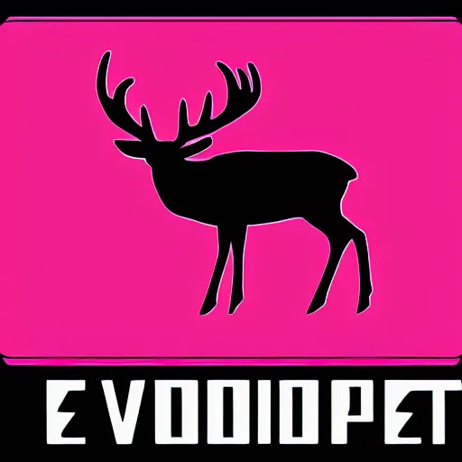 Prompt: logo for evil corporation that involves deer, retro synthwave style