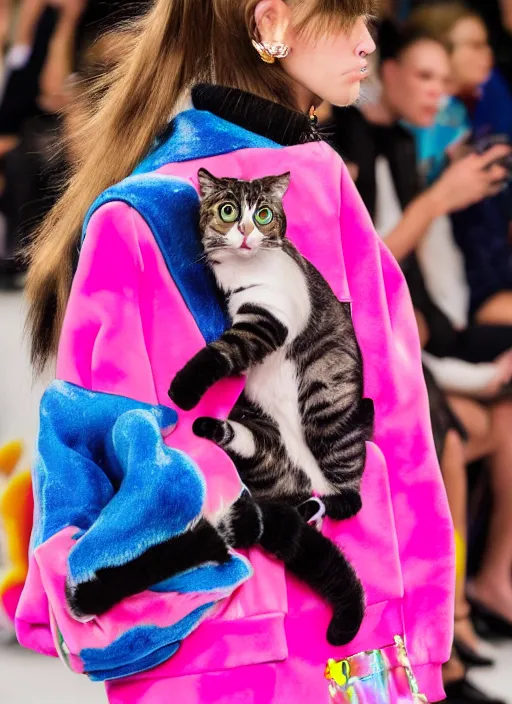 Image similar to hyperrealistic and heavy detailed balenciaga runway show of cats by lisa frank, leica sl 2 5 0 mm, vivid color, high quality, high textured, real life