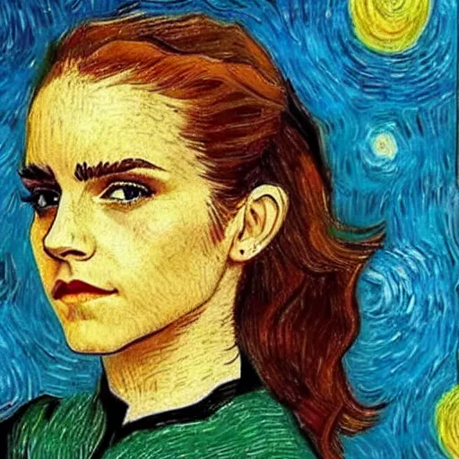 Prompt: emma watson in the style of vincent van gogh