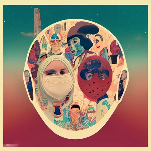 Image similar to portrait of people with sanitary mask, Tristan Eaton, artgerm, Victo Ngai, RHADS, ross draws