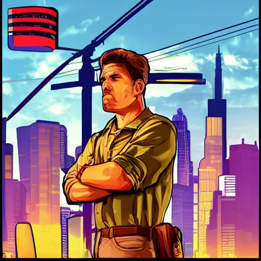 Image similar to Homelander as a GTA Art Cover