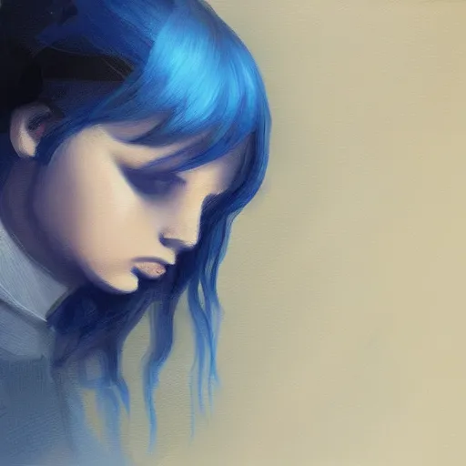 Prompt: sadness blue melancholy, stormy, moody, artstation, painting