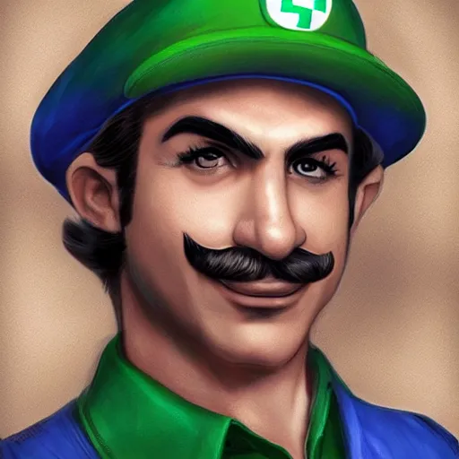 Image similar to An Italian plumber named Luigi, green hat, portrait, artgerm JSC, J. Scott Campbell,