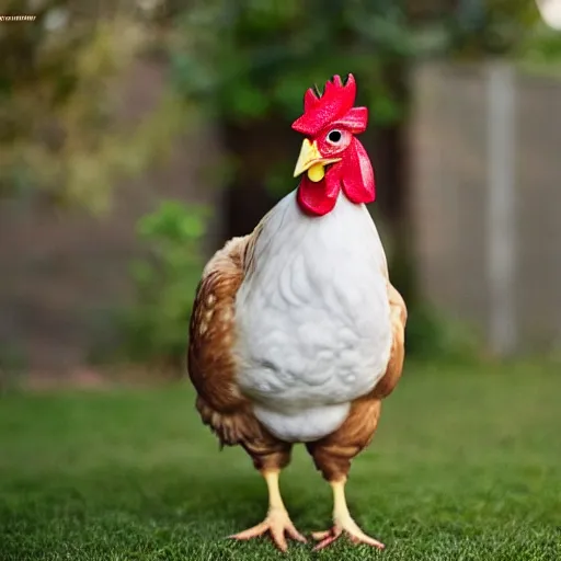 Image similar to a high quality photo of a chicken wearing a suit, 8k, Greg Rutkowsky