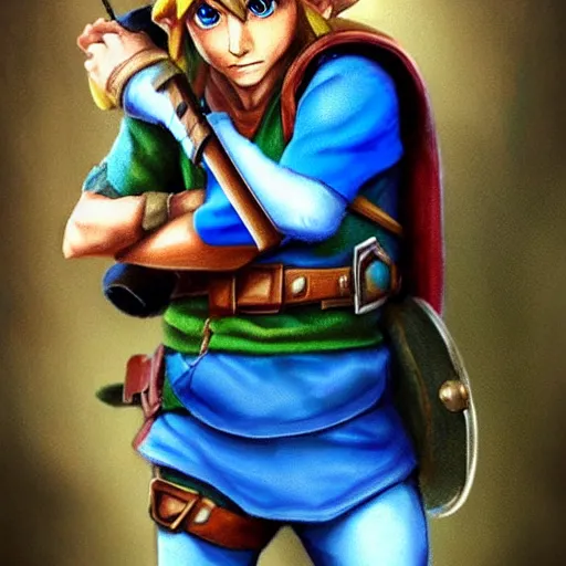 Prompt: Link from Legend of Zelda as a realistic human man