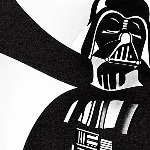 Image similar to a cartoon darth vader, high res, smooth lines