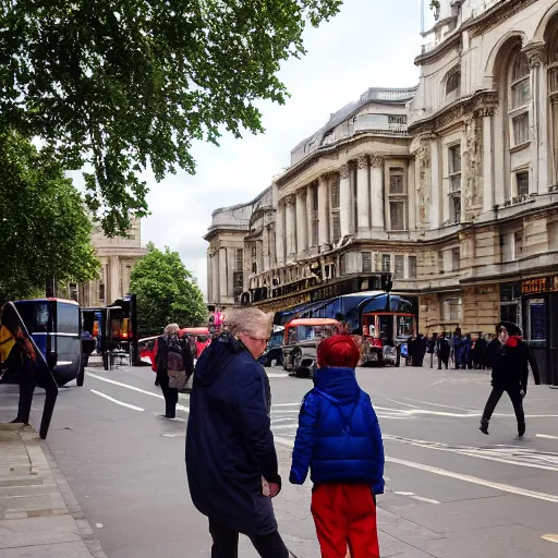 Image similar to a middle aged white man sees every tourist sight in london whilst two exhausted younger people pay for everything