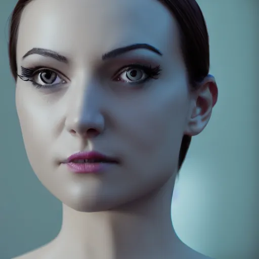 Prompt: vfx portrait of female android