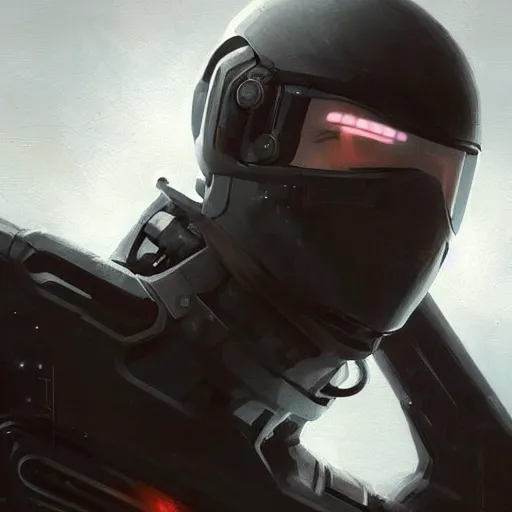 Image similar to portrait of a shocked man by greg rutkowski, he is about 3 0 years old, short black hair with bangs, scared and incredulous, very tall and slender, he is wearing futuristic space gear, highly detailed portrait, digital painting, artstation, concept art, smooth, sharp foccus ilustration, artstation hq