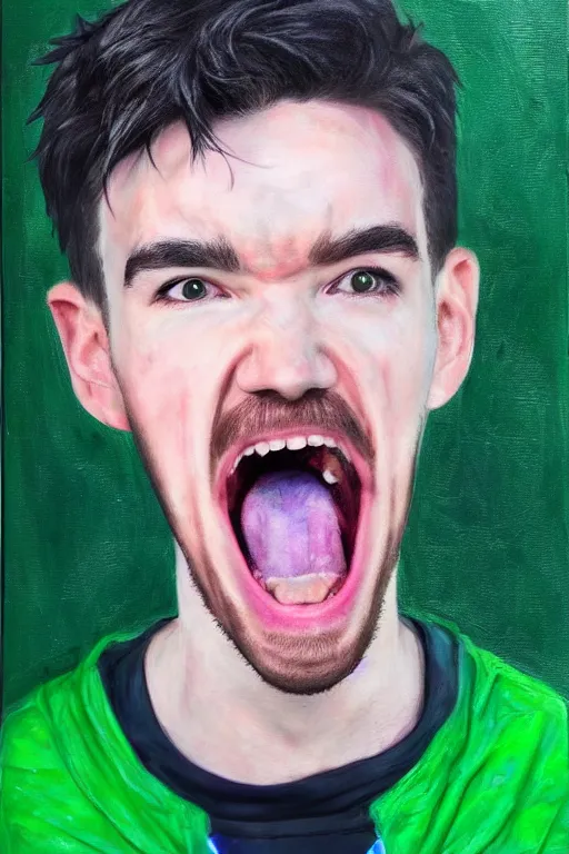 Image similar to Sean McLoughlin, Jacksepticeye, Irish Youtuber, solo portrait, yelling super loud, extreme yelling 🎨🖌️